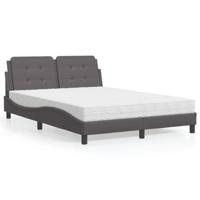 vidaXL Bed met matras kunstleer grijs 120x200 cm, bed, bed ombouw, tweepersoonsbed, bedbodem, slaapkamermeubel, 2 persoonsbed, logeerbed, houten bed