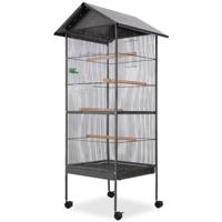 vidaXL Vogelkooi met dak staal zwart 66x66x155 cm