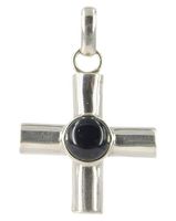 Zilveren Hanger Onyx Breed Kruis - 43 mm - 925 Sterling