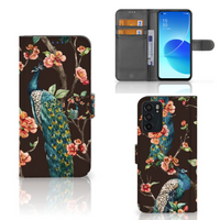 OPPO Reno6 5G Telefoonhoesje met Pasjes Pauw met Bloemen