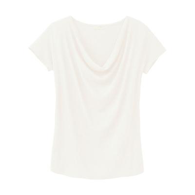 Shirt met watervalhals van bourette zijdenjersey, natuur 44/46