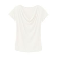 Shirt met watervalhals van bourette zijdenjersey, natuur 44/46