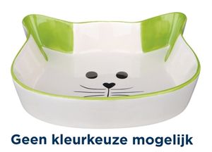 TRIXIE VOERBAK / WATERBAK KATTENHOOFD MET GEZICHT KERAMIEK ASSORTI 15X10 CM 200 ML 4 ST