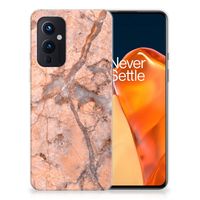 OnePlus 9 TPU Siliconen Hoesje Marmer Oranje - thumbnail