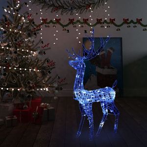 Kerstversiering rendier 140 LED's blauw 128 cm acryl