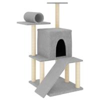 vidaXL Kattenmeubel met sisal krabpalen 110,5 cm lichtgrijs, kattenpaal, kattenboom, kattenkrabpaal, kattenhuis, kattenmeubel, kattenpalen