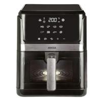 Jocca Heteluchtfriteuse 3,8 l, friteuse zonder olie, gezond koken, vermogen 1450 W, oververhittingsbeveiliging, handgreep met koude handgreep (zwart/zilver 7 liter)