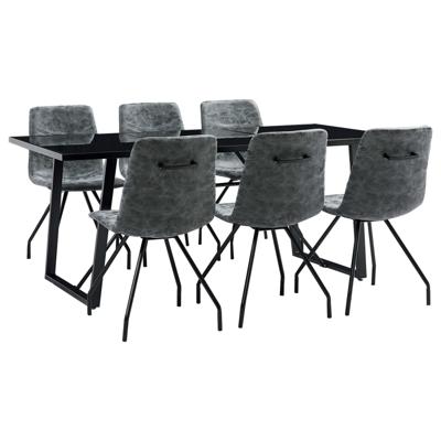 vidaXL 7-delige Eethoek kunstleer zwart