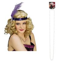 Carnaval verkleed accessoire set - dames hoofdband en parelketting - charleston/jaren 20 stijl