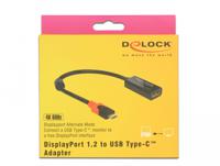 DeLOCK 63928 video kabel adapter 0,2 m USB Type-C DisplayPort 20 pin Zwart, Rood - thumbnail