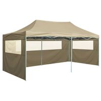 Partytent met 4 zijwanden inklapbaar 3x6 m staal crme - thumbnail