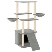 vidaXL Kattenmeubel met sisal krabpalen 133 cm lichtgrijs, kattenpaal, kattenboom, kattenkrabpaal, kattenhuis, kattenmeubel, kattenpalen