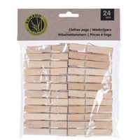 24x Wasknijpers naturel van bamboe hout 7 cm