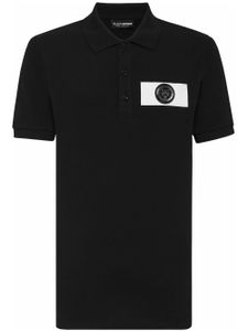 Plein Sport polo en coton à patch logo - Noir