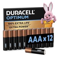Duracell Optimum AAA-batterijen (12 stuks) - 1,5V-alkaline batterijen - Tot 100% extra levensduur of extra kracht - 100% recyclebaar, 0% plastic verpakking - LR03 MX2400