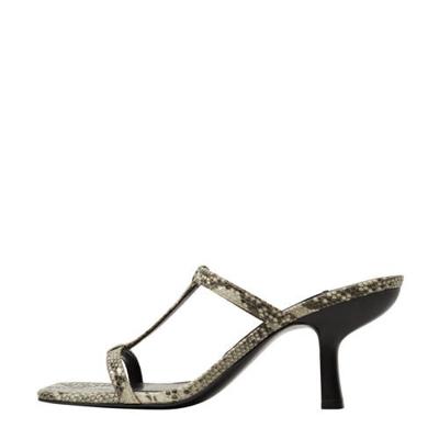 Mango muiltjes met slangenprint beige/grijs Mango muiltjes met slangenprint beige/grijs