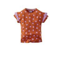 Z8 T-shirt Melati met stippen en kant roestbruin/lila