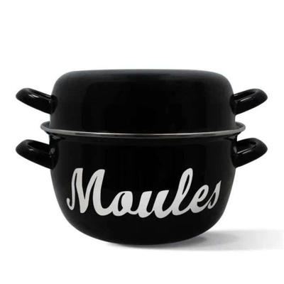Mosselpot - MENASTYL - 3645564 - Geëmailleerd staal - Zwart - 24 cm - Met opschrift - Alle kookplaten inclusief inductie