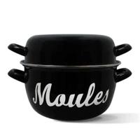 Mosselpot - MENASTYL - 3645564 - Geëmailleerd staal - Zwart - 24 cm - Met opschrift - Alle kookplaten inclusief inductie