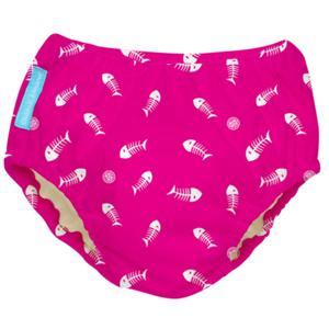 Charlie Banana 2-in-1 Zwemluier en Oefenbroekje- Fish Sticks on Hot Pink - Maat M (7-9 kilo)