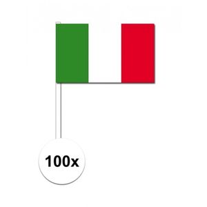 100x Italie decoratie papieren zwaaivlaggetjes   -