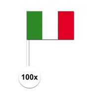 100x Italie decoratie papieren zwaaivlaggetjes   - - thumbnail