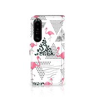 Sony Xperia 1 IV Telefoonhoesje met Pasjes Flamingo Triangle