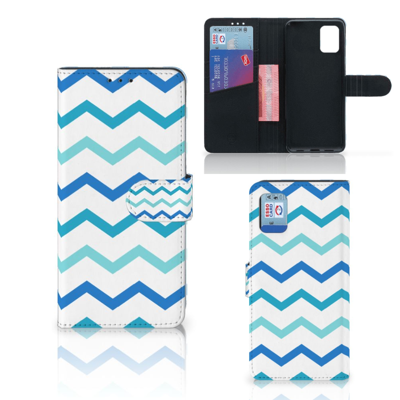 Samsung Galaxy A31 Telefoon Hoesje Zigzag Blauw Samsung Galaxy A31 Telefoon Hoesje Zigzag Blauw