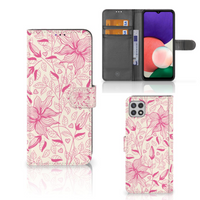 Samsung Galaxy A22 5G Hoesje Pink Flowers - thumbnail