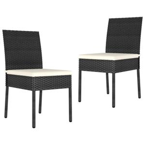 Tuinstoelen 2 st poly rattan zwart