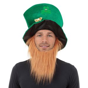 4x stuks st Patricks Day groene hoed met baard voor volwassenen