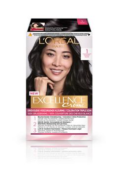 L'Oréal Paris Excellence Crème haarkleuring - 1 Intens Zwart L'Oréal Paris Excellence Crème haarkleuring - 1 Intens Zwart