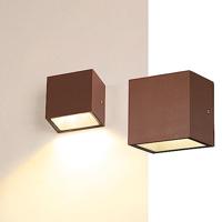 SLV wandopbouwarmatuur 1005150 / verlichting voor wanden, wegen, ingangen, tuinlamp / IP44 3000/4000K 6,2 W 580/620 lm roest 105 graden