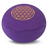 Green Tree Meditatiekussen Katoen Rond Paars - Flower of Life - 36 x 15 cm - thumbnail