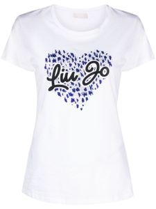 LIU JO t-shirt à motif cœur strassé - Blanc