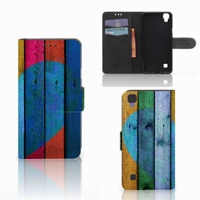 LG X Style Book Style Case Wood Heart - Cadeau voor je Vriend
