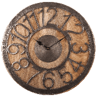 Wandklok Yves rond groot ruw nickel + hout