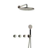 Hotbath Cobber X complete thermostatische douche inbouwset cobberx 70 met 2 stopkranen met ronde handdouche en m106, geborsteld nikkel