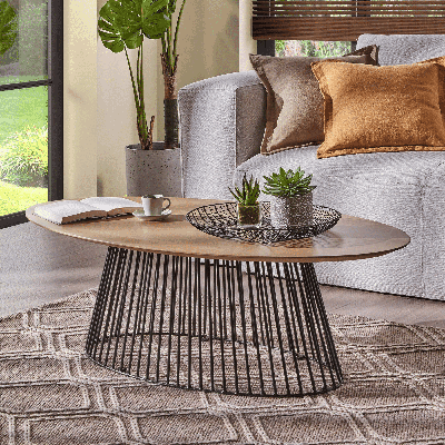 Kave Home Salontafel Leska 120 x 65cm - Naturel - Rond Kave Home Salontafel Leska 120 x 65cm - Naturel - Rond