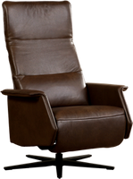 Bruine leren moderne relaxfauteuil Mojo - staal zwart frame met stervoet - zithoogte medium - Granada leer Chocolate (bruin leer)