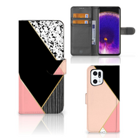 OPPO Find X5 Pro Book Case Zwart Roze Vormen