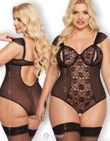 * SOFTLINE Dora sexy transparante zwarte body - thumbnail