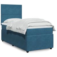 vidaXL Boxspring met matras fluweel donkerblauw 90x190 cm, boxspring, ledikant, bedframe, bed, boxspring bed, bedbodem, seniorenbed, senioren bed