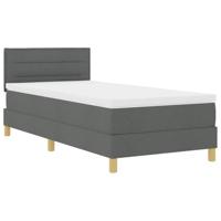 vidaXL Boxspring Bed met Matras & LED Donkergrijs 90x190 cm Stof