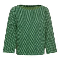 Jacquard-shirt in pied-de-poule van bio-katoen met boothals, groen-motief 36/38