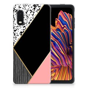 Samsung Xcover Pro TPU Hoesje Zwart Roze Vormen