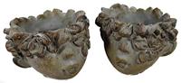 Trends & Trade Set van 2 theelichthouders of mini plantenbak kop elk 12 x 11 cm gezicht sculptuur figuur decoratie GCE F82
