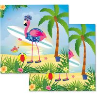 60x Dieren thema flamingo tafel servetten 33 x 33 cm