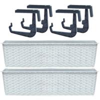 2x Witte Balkon Reling Bakken/bloempotten 6,3 Liter - Plantenbakken