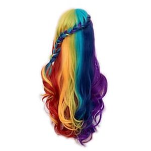 Gothic kleurrijke wig72cm lange gevlochten krullend gothic lolita harajuku anime cosplay kerst pruiken voor vrouwen kinderen (rood/geel/blauw/paars halloween pruik Lightinthebox